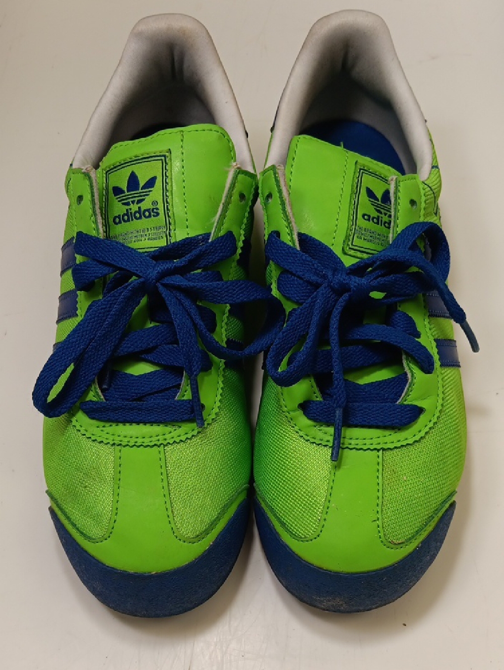 adidas Kids Neon Green and Royal Blue Sneaker Pair
